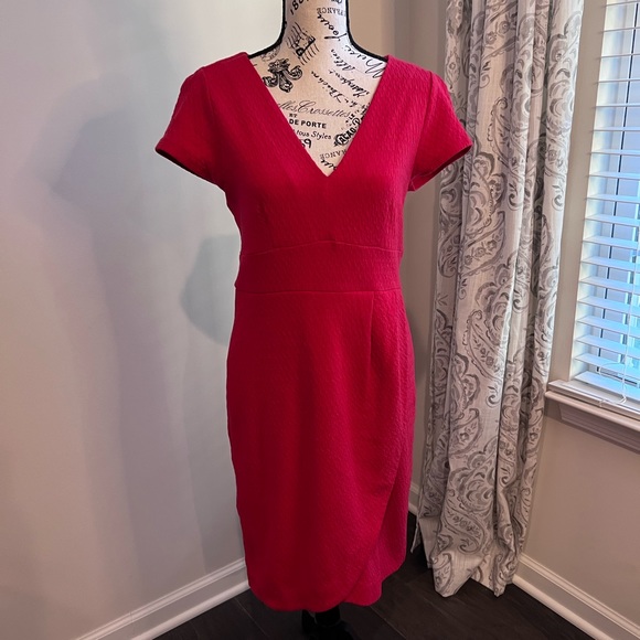 Maeve Red Tulip Hem Knit Dress Size Medium with Exposed Back Zip Up Size Med - Picture 2 of 13